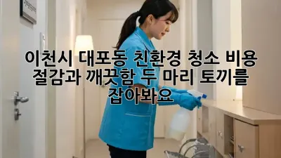 이천시 대포동 친환경 청소: 비용 절감과 깨끗함, 두 마리 토끼를 잡아봐요!